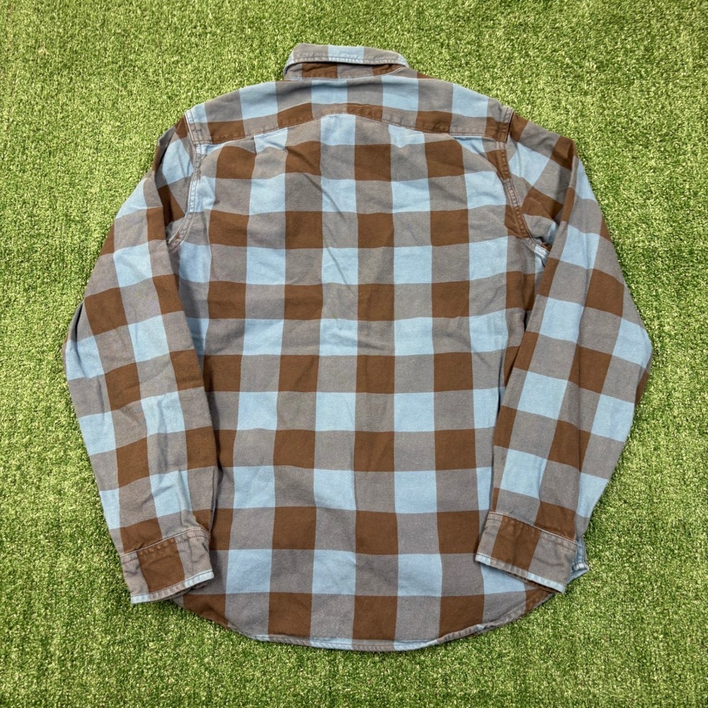 Vintage J. Crew Flannel Shirt Brown Blue Plaid - Picture 4 of 6